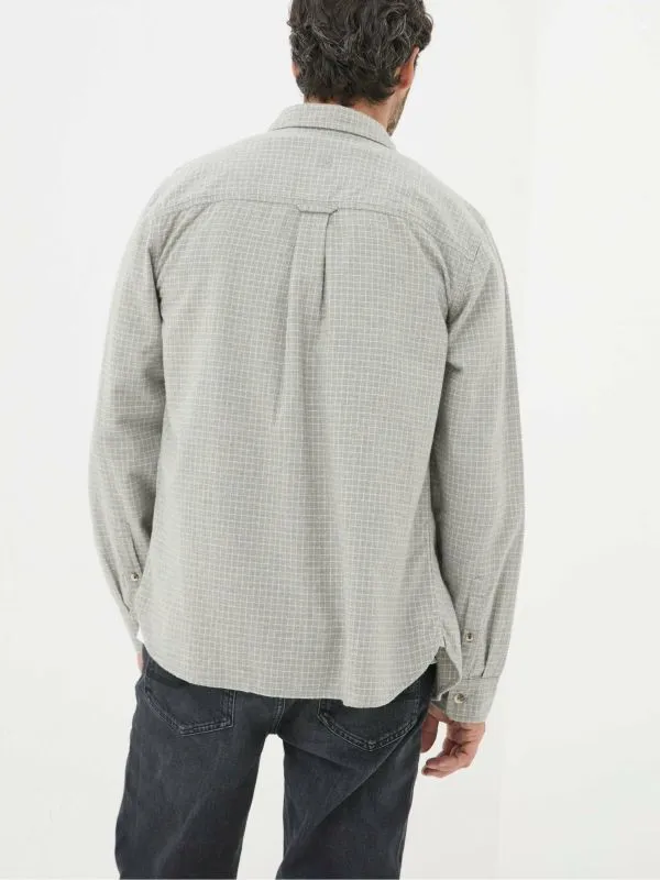 Fat Face Tall Collection Men Grey Long Sleeve Grantham Grid Check 100 Cotton Shirt