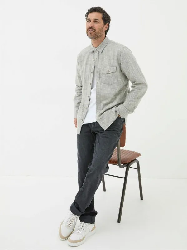 Fat Face Tall Collection Men Grey Long Sleeve Grantham Grid Check 100 Cotton Shirt