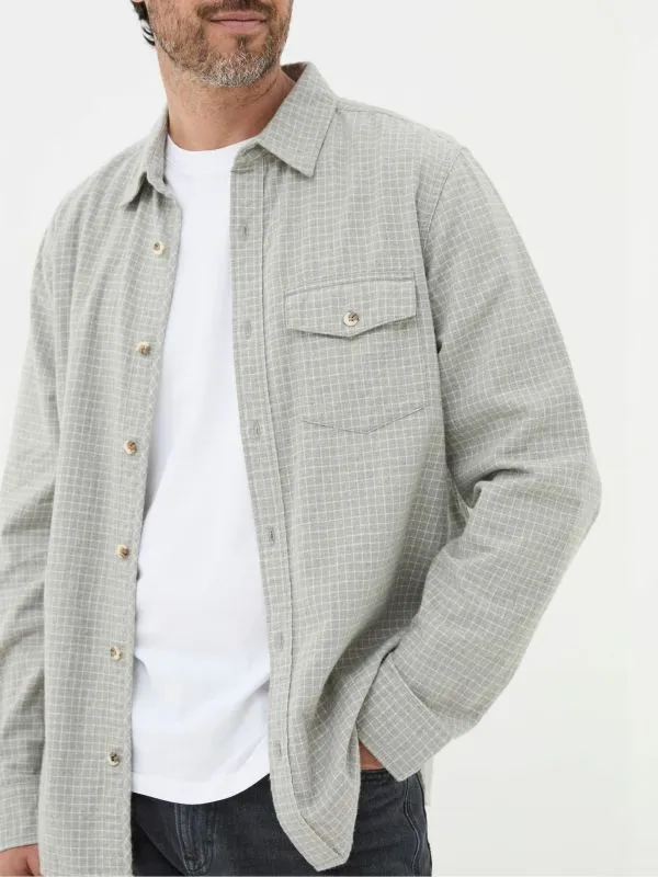 Fat Face Tall Collection Men Grey Long Sleeve Grantham Grid Check 100 Cotton Shirt