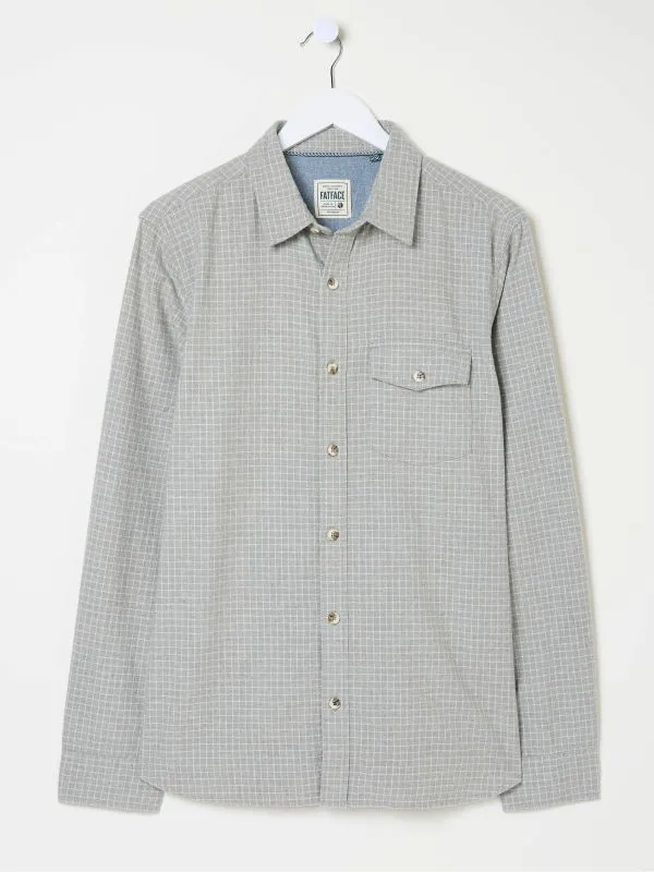 Fat Face Tall Collection Men Grey Long Sleeve Grantham Grid Check 100 Cotton Shirt
