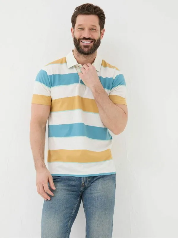 Fat Face Tall Collection Men Hastings Yellow Stripe Polo Shirt