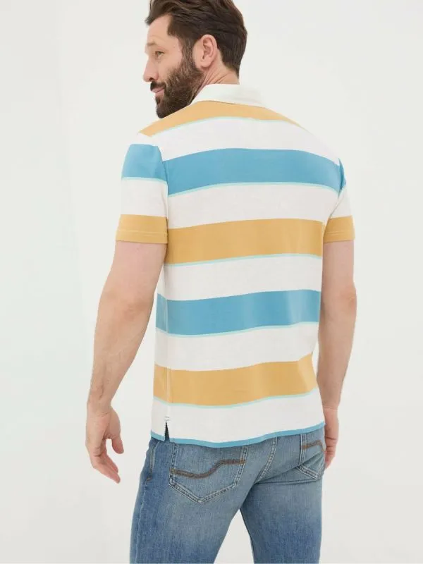Fat Face Tall Collection Men Hastings Yellow Stripe Polo Shirt