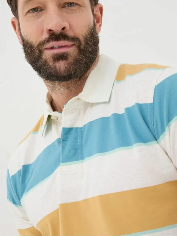 Fat Face Tall Collection Men Hastings Yellow Stripe Polo Shirt