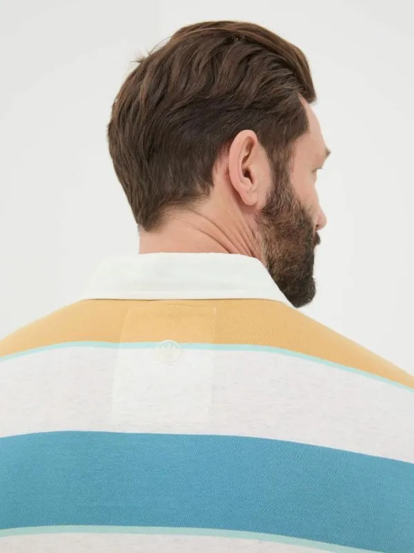 Fat Face Tall Collection Men Hastings Yellow Stripe Polo Shirt