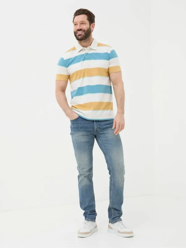Fat Face Tall Collection Men Hastings Yellow Stripe Polo Shirt