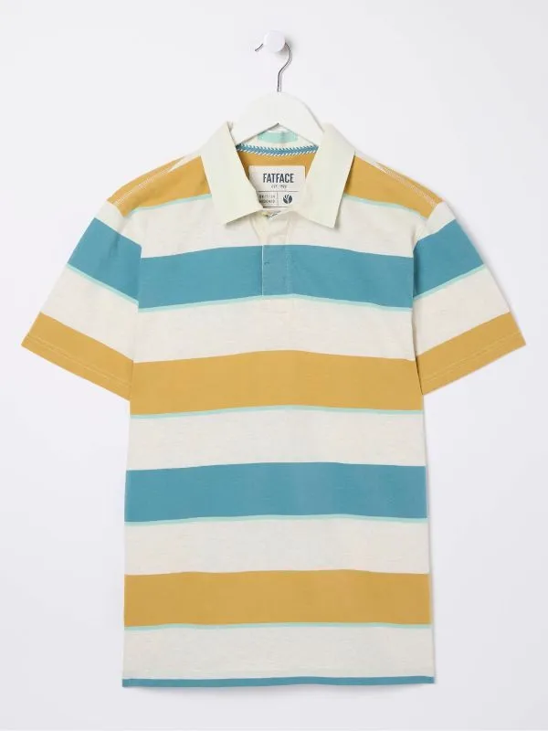 Fat Face Tall Collection Men Hastings Yellow Stripe Polo Shirt