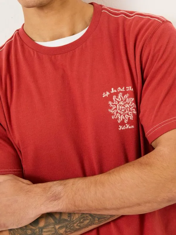 Fat Face Tops and TShirts Men Lifes A Beach Vintage Red Graphic TShirt
