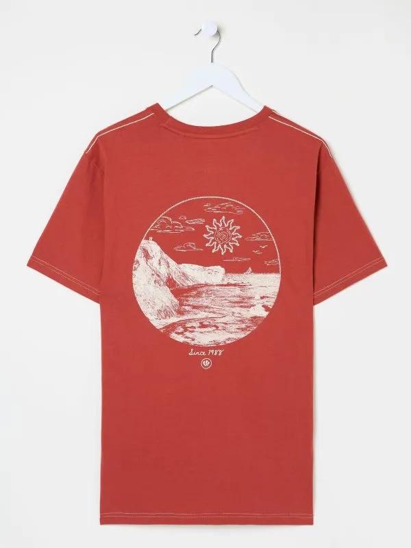 Fat Face Tops and TShirts Men Lifes A Beach Vintage Red Graphic TShirt