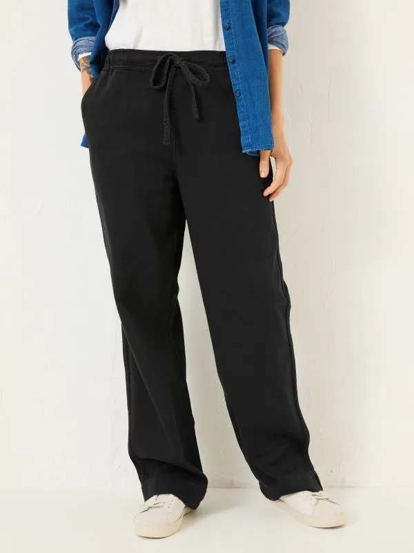 Fat Face Trousers and Leggings Women Ashby Charcoal Grey Wide Leg Trousers