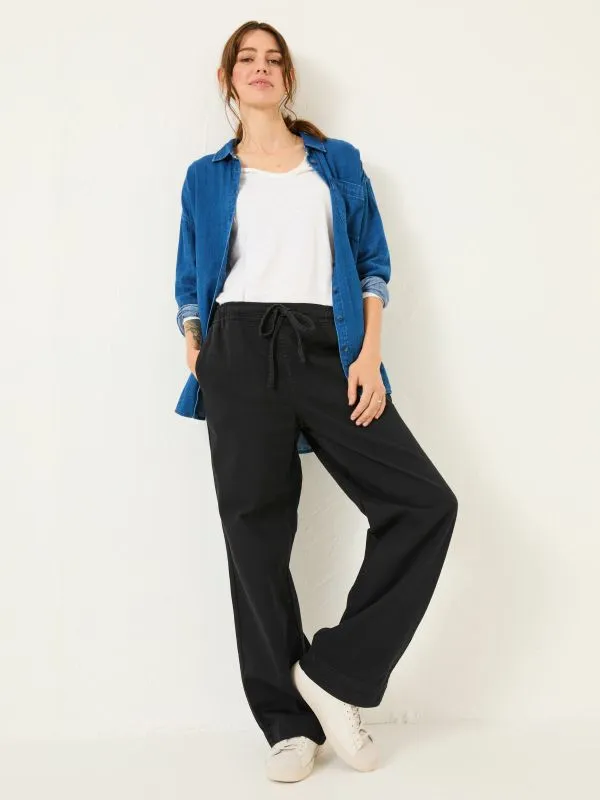 Fat Face Trousers and Leggings Women Ashby Charcoal Grey Wide Leg Trousers