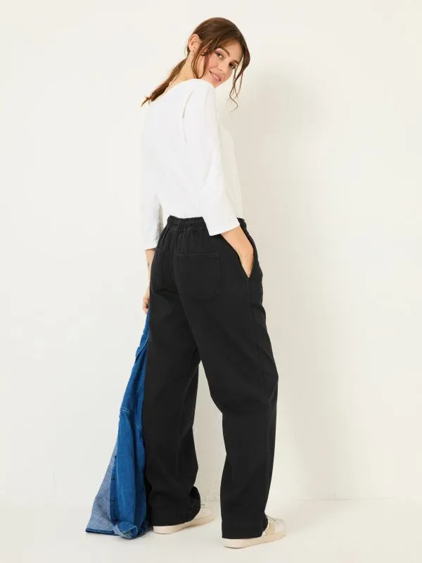 Fat Face Trousers and Leggings Women Ashby Charcoal Grey Wide Leg Trousers