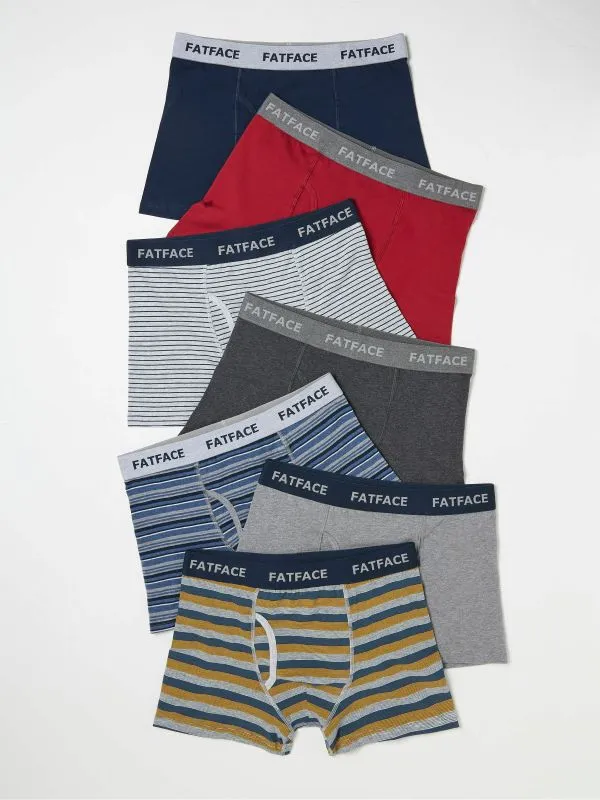 Fat Face Underwear Men Black Stripe Boxers 7 Pack