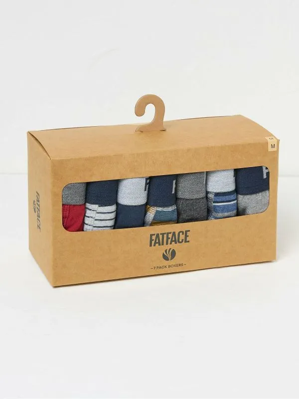 Fat Face Underwear Men Black Stripe Boxers 7 Pack