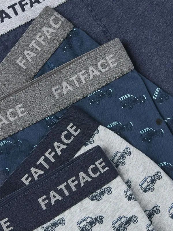 Fat Face Underwear Men Blue Off Roader Cotton Boxers 3 Pack