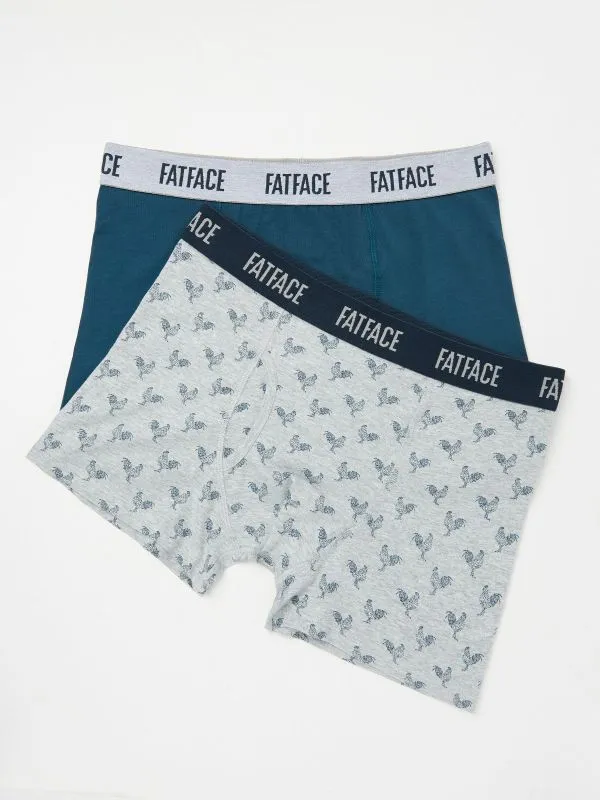 Fat Face Underwear Men Grey 2 Pack Of Cockerel Boxers
