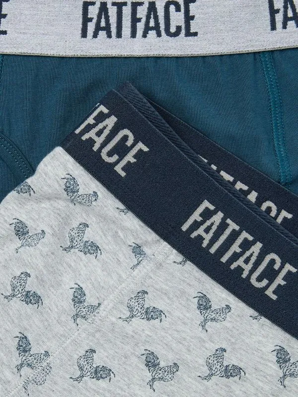 Fat Face Underwear Men Grey 2 Pack Of Cockerel Boxers