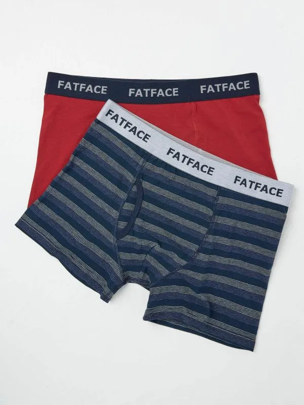 Fat Face Underwear Men Red Osborne Stripe Boxers 2 Pack