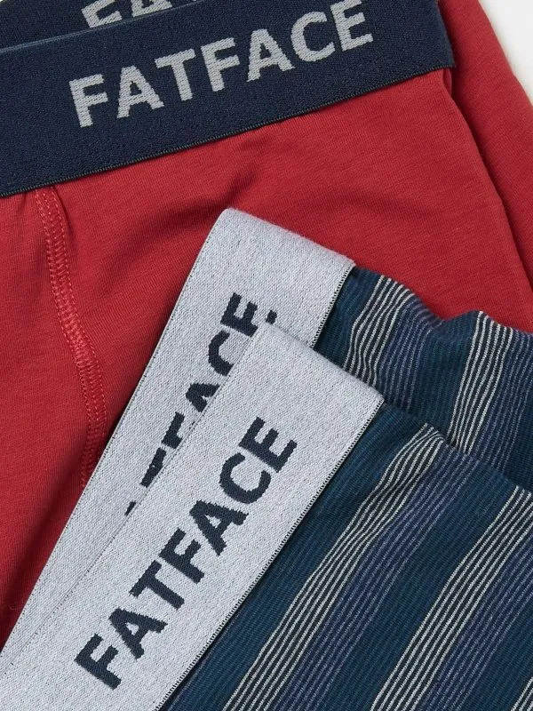 Fat Face Underwear Men Red Osborne Stripe Boxers 2 Pack