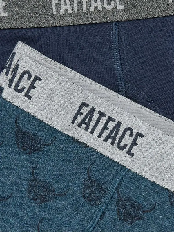 Fat Face Underwear Men Teal Blue Cow Boxers 2 Pack