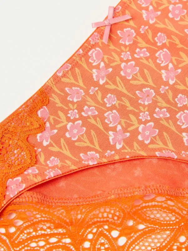 Fat Face Underwear Women Mustard Sun Print Knickers