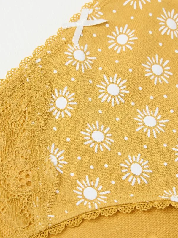 Fat Face Underwear Women Yellow Sun Print Mini Knickers