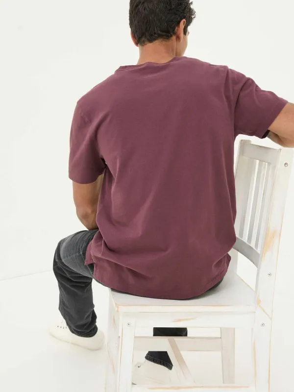 Fat Face Wardrobe Staples Men Lulworth Burgundy Red 100 Cotton Organic Crew TShirt