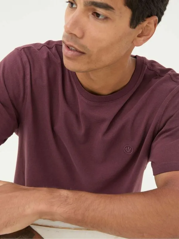 Fat Face Wardrobe Staples Men Lulworth Burgundy Red 100 Cotton Organic Crew TShirt