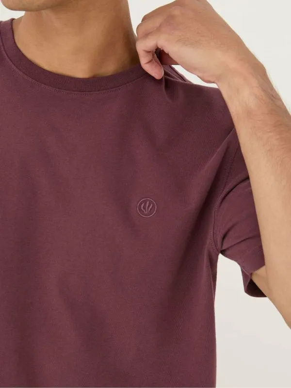 Fat Face Wardrobe Staples Men Lulworth Burgundy Red 100 Cotton Organic Crew TShirt