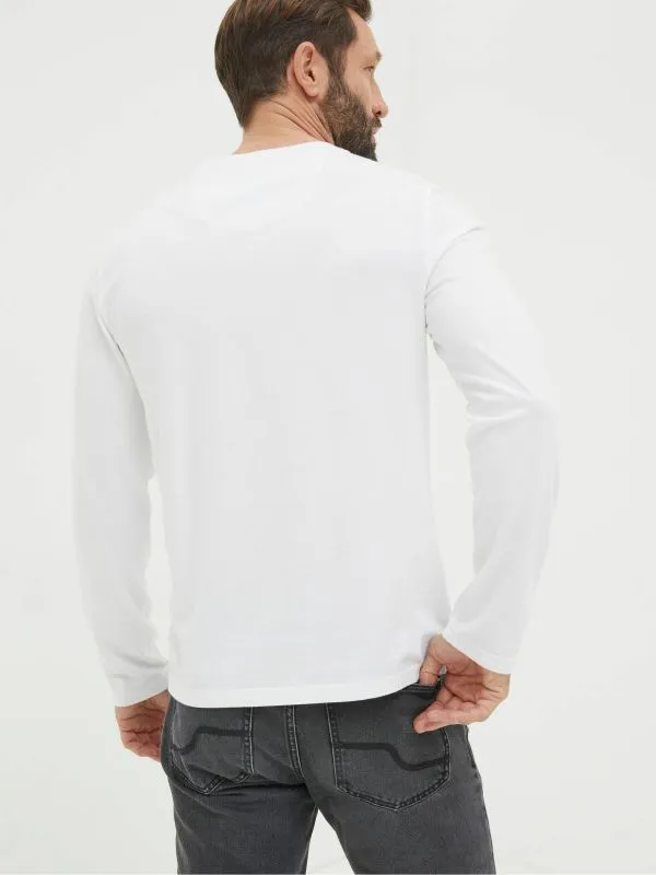 Fat Face Wardrobe Staples Men White Long Sleeve Lulworth Crew Neck TShirt