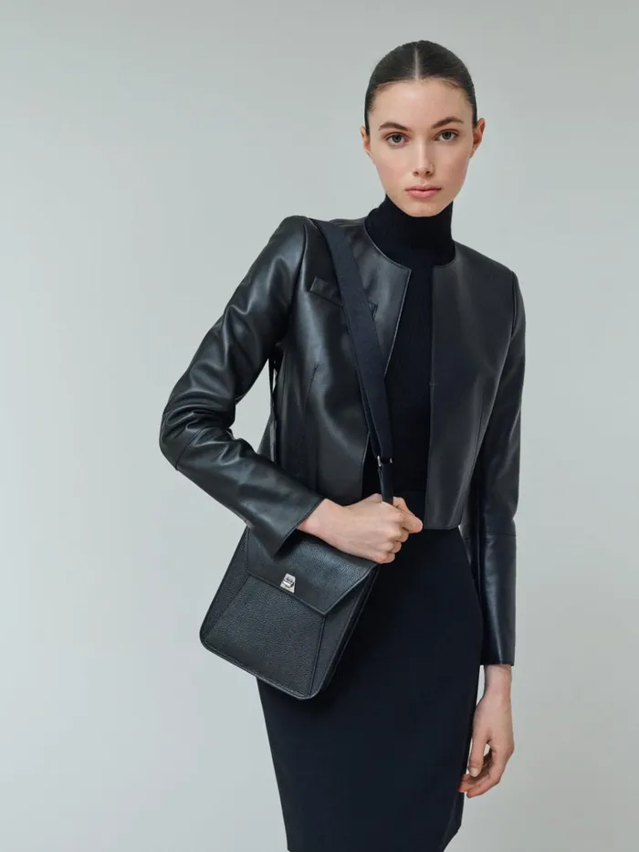 Fine Rib Pullover From Cashmere Silk With Mock Neck Black Women Akris Knitwear