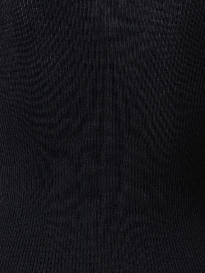 Fine Rib Pullover From Cashmere Silk With Mock Neck Black Women Akris Knitwear