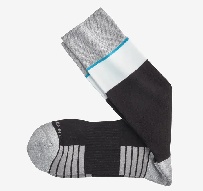 First in Comfort Block Stripe Socks Black Men Socks Johnston and Murphy