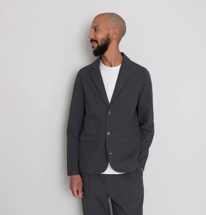 Folk Clothing Outerwear Assembly Blazer 8211 Graphite Crinkle 8211 Mens