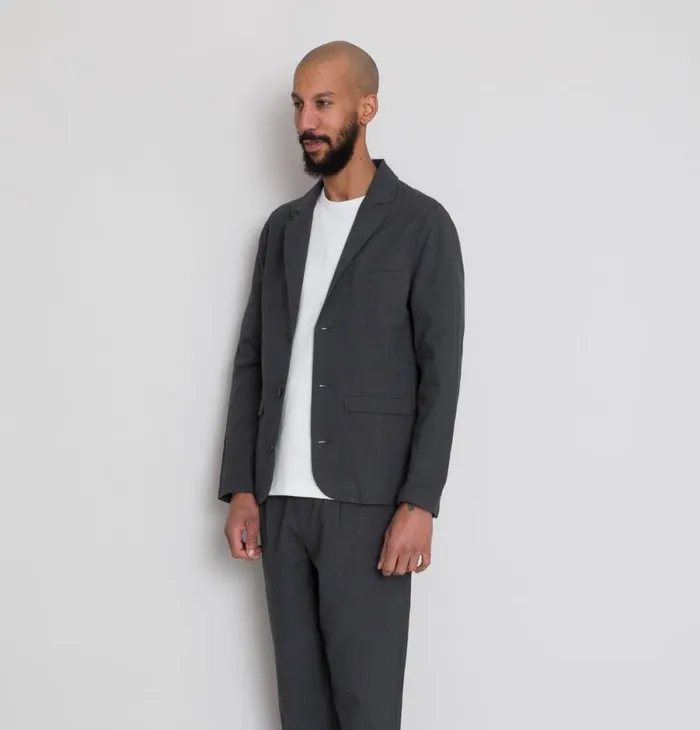 Folk Clothing Outerwear Assembly Blazer 8211 Graphite Crinkle 8211 Mens