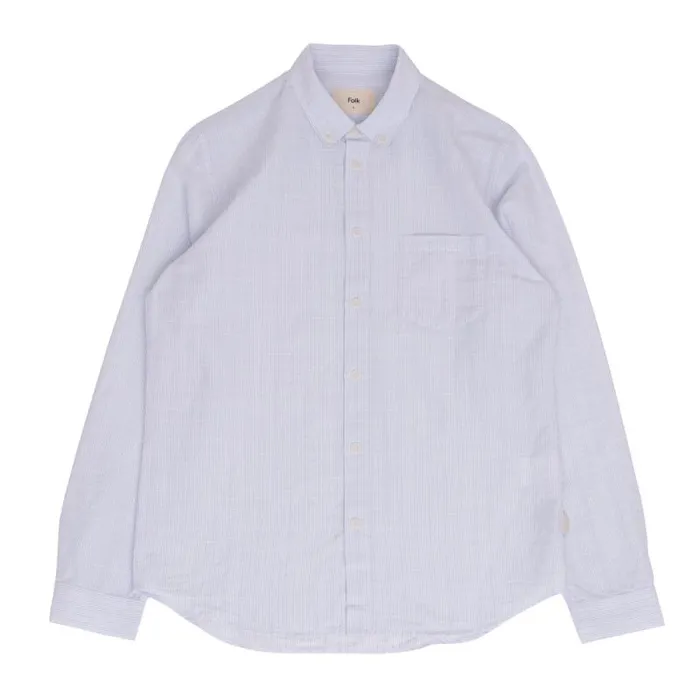 Folk Clothing Shirts Relaxed Fit Shirt 8211 Blue Microstripe Slub 8211 Mens