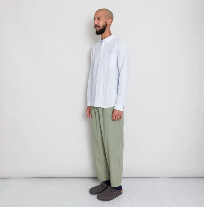 Folk Clothing Shirts Relaxed Fit Shirt 8211 Blue Microstripe Slub 8211 Mens