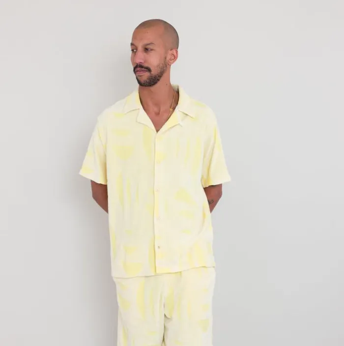 Folk Clothing Shirts Relaxed Soft Collar Shirt 8211 Yellow Sun DP 8211 Mens