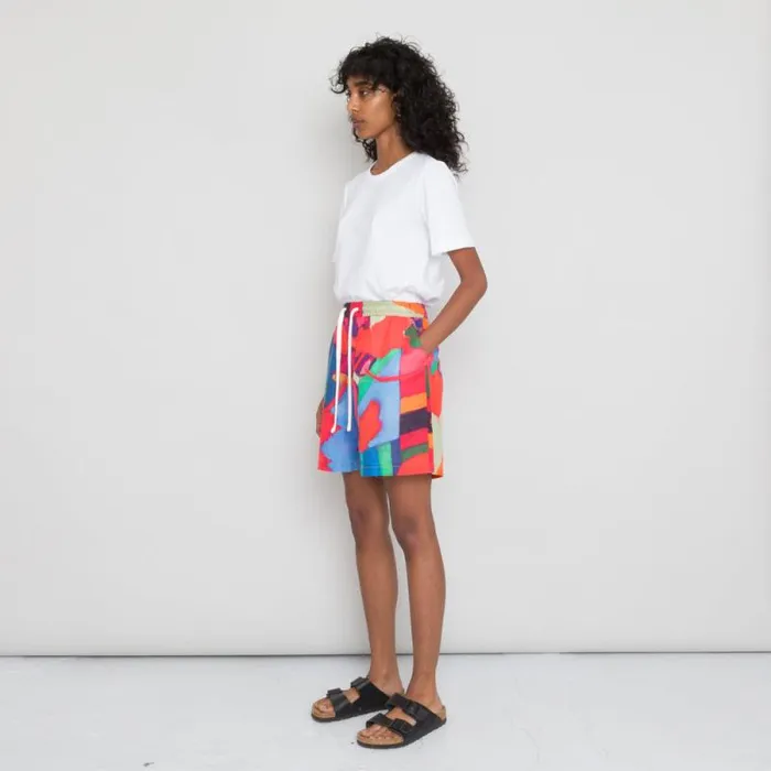 Folk Clothing Shorts Wide Signal Shorts 8211 Red Tulip Print 8211 Womens