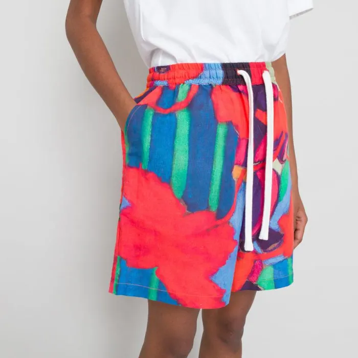 Folk Clothing Shorts Wide Signal Shorts 8211 Red Tulip Print 8211 Womens
