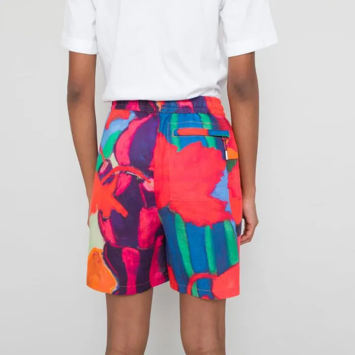 Folk Clothing Shorts Wide Signal Shorts 8211 Red Tulip Print 8211 Womens