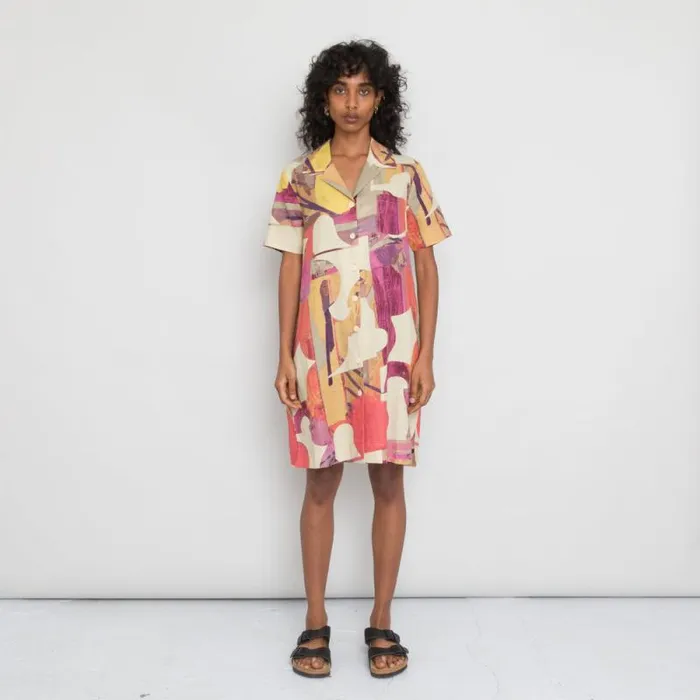 Folk Clothing Skirts Shirt Dress 8211 Cutout Print Coral Multi 8211 Womens