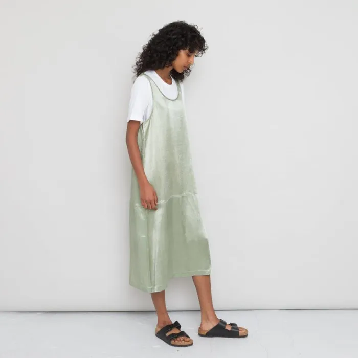 Folk Clothing Skirts Slip Dress 8211 Pistachio Satin 8211 Womens