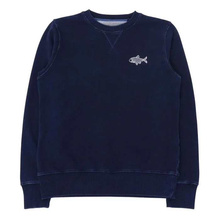 Folk Clothing Sweatshirts Wash Indigo Sweat 8211 Blue 8211 Fish 8211 Mens