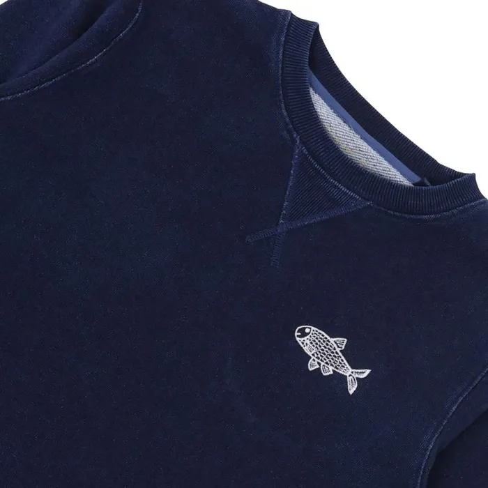 Folk Clothing Sweatshirts Wash Indigo Sweat 8211 Blue 8211 Fish 8211 Mens