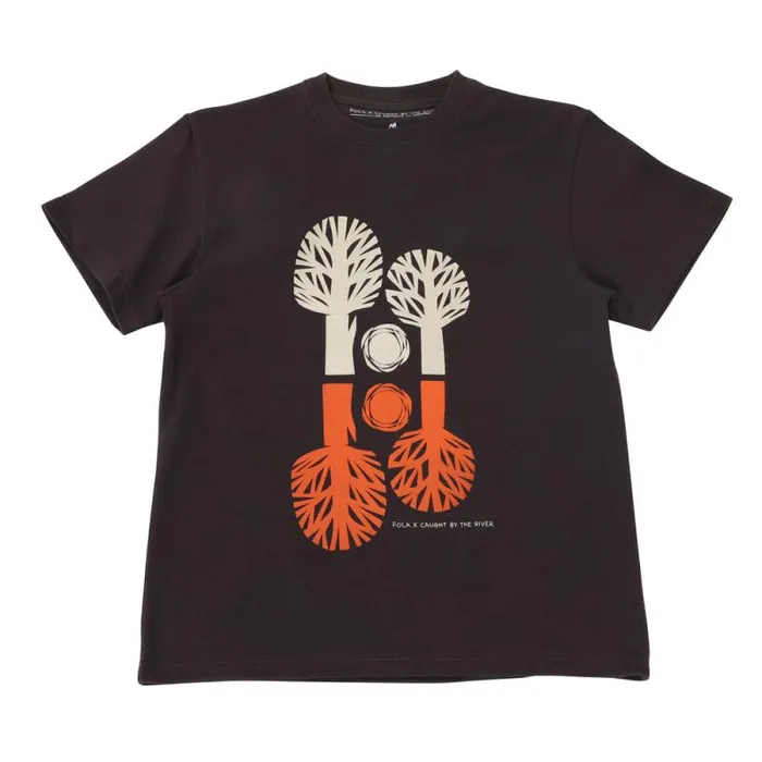 Folk Clothing TShirts Organic Cotton Tee 8211 Wash Black 8211 Tree Lake 8211 Mens