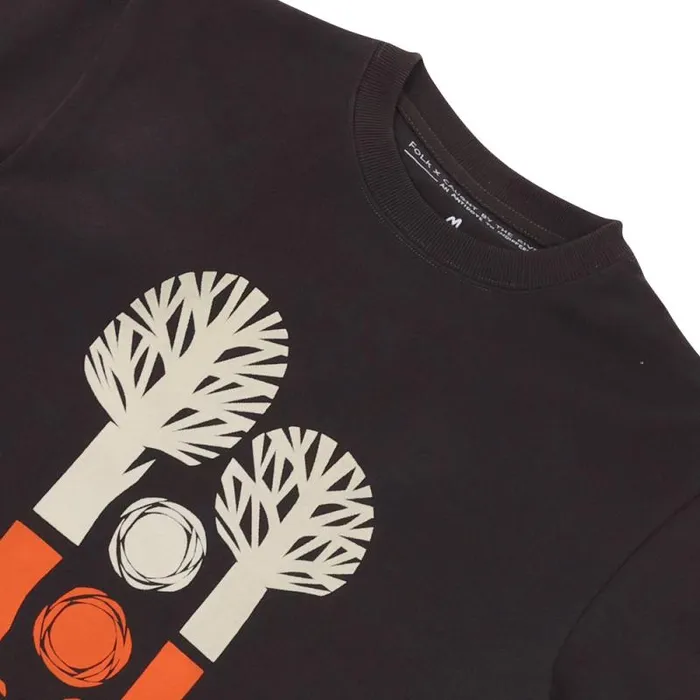 Folk Clothing TShirts Organic Cotton Tee 8211 Wash Black 8211 Tree Lake 8211 Mens