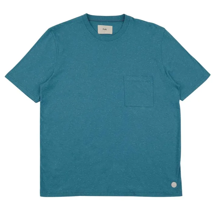 Folk Clothing TShirts Pocket Nep Assemby Tee 8211 Ocean Blue 8211 Mens