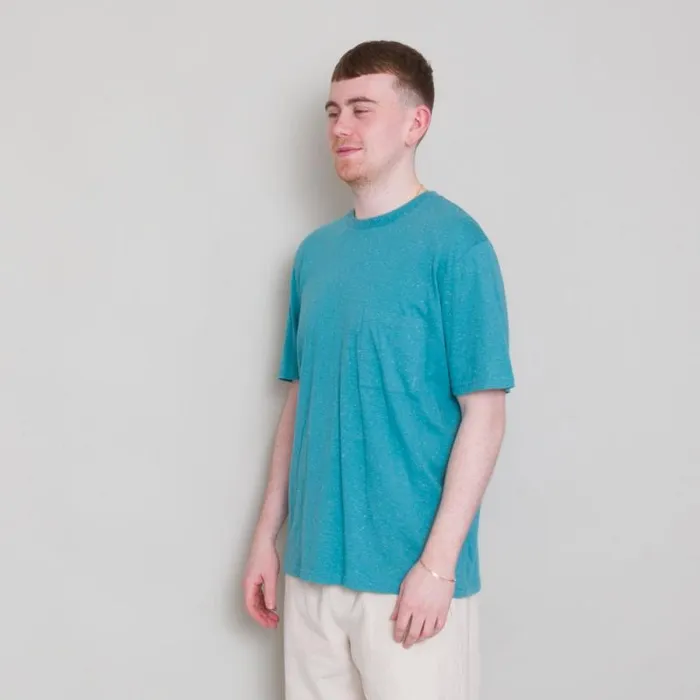 Folk Clothing TShirts Pocket Nep Assemby Tee 8211 Ocean Blue 8211 Mens