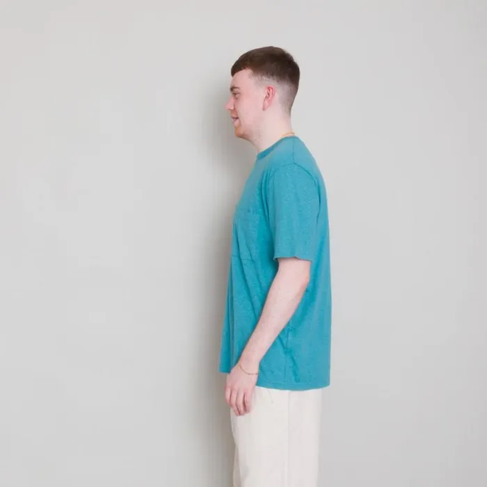 Folk Clothing TShirts Pocket Nep Assemby Tee 8211 Ocean Blue 8211 Mens