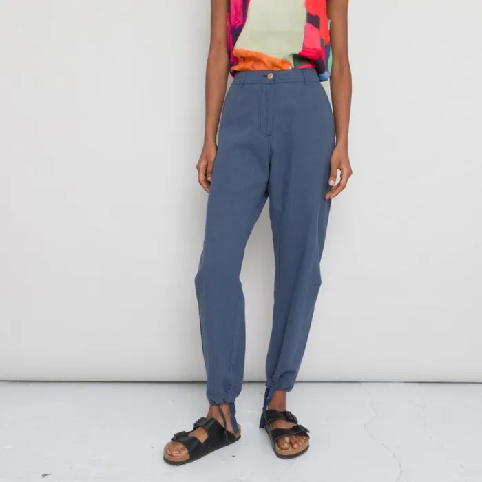 Folk Clothing Trousers Barrel Trousers 8211 Dusty Blue Canvas 8211 Womens